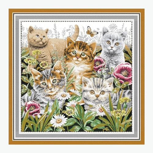 Stoff am Stück Stoff Kissen Panel Polyester Baumwolle Gobelin weiß Kätzchen Katzenbaby Katze 50 cm x 50 cm