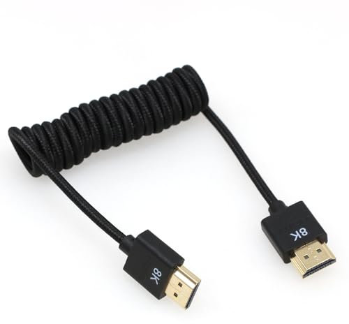DRRI 8K HDMI to HDMI 2.1 Ultra High-Speed Braided Coiled Cable for Z Cam Camera to Atomos Ninja V / BM5 Monitors