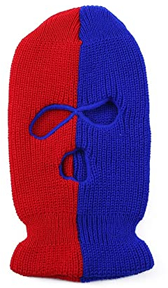 YTNKIV Skimaske mit 3 Löchern, für den Winter, warm, für Outdoor, Reiten, winddicht, Sturmhaube, Rot + Blau, 6