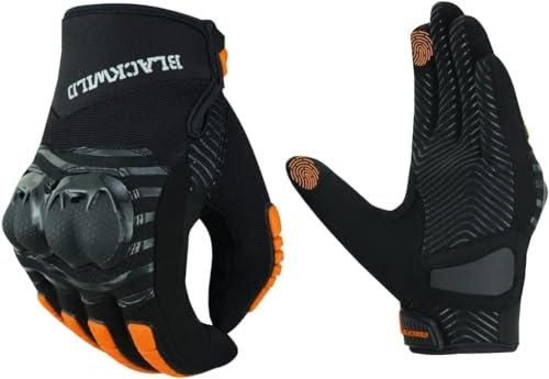 BLACKWILD Motorrad Handschuhe, Touchscreen Motorradhandschuhe für Motorradrennen, Mountainbike, Motorcross, Klettern, Wandern und andere Outdoor Sportarten und Aktivitäten (Schwarz Orange, S)