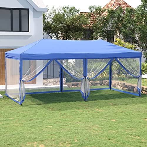 Homgoday Partyzelt Faltbar mit Seitenwänden Faltpavillon Gartenpavillon Festzelt Pavillon Zelt Partyzelt Gartenzelt wasserdicht | UV-Schutz für Party, Fest Blau 3x6 m