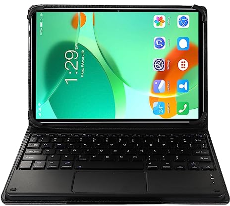 2 in 1 Tablet, 10,1 Zoll Android 12 Tablet mit Tastatur, 6GB RAM 128GB ROM, Octa Core Prozessor, FHD Touchscreen, 8+16 MP Dual Kamera, 5G WLAN, BT 5.0, 4G Netzwerk, 7000 MAh Akku (Silber)