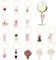BENECREAT 16Pcs Wedding Theme Wine Glass Charms, Rose Flower Dress Heart Key Drink Markers Tags Identification for Wedding Party Wine Tasting Party Stem Glass Decoration