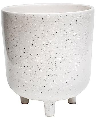 Ivyline Lecce weiß gesprenkelter Übertopf – wasserdicht und hochwertig – ethisch unbedenklich – Zimmerpflanzentopf für den Innenbereich – H 19 cm x T 16 cm