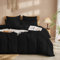 Luofanfei Bettwäsche 155x220 Seersucker Dunkelblau Schwarz Sommer Unifarben Wendebettwäsche Set Microfaser Atmungsaktiv Leicht Bettbezug Einzelbett und Kissenbezüge 80x80 cm mit Reissverschluss