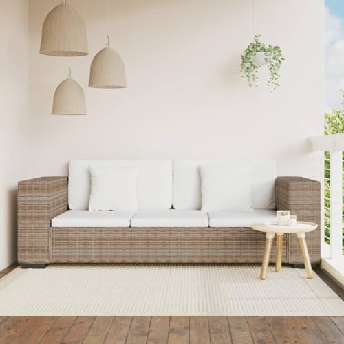 Festnight 3-Sitzer Rattan Gartensofa Rattan-Lounge Garten Sessel Rattan Sofa Balkonmöbel Lounge Sofa Outdoor Balkonsofa Balkon Couch Gartenmöbel Set mit Polstern Natürliches Rattan