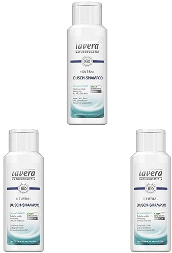 lavera Neutral Dusch-Shampoo - 2 in 1 Shampoo & Duschgel mit Bio-Nachtkerze - für Haut & Haar - Seifenfreie milde Rezeptur - Neurodermitis -Naturkosmetik - vegan - Bio (1 x 200 ml) (Packung mit 3)