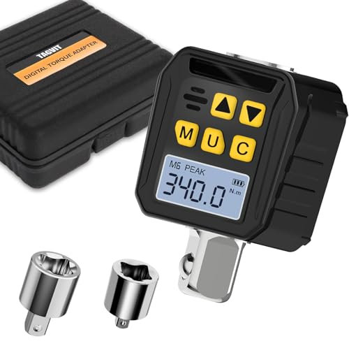 TAGVIT Digitaler Drehmomentadapter 1/2 Zoll, 17-340Nm Drehmomentschlüssel Auto Digital mit 3/8 und 1/4 Adapter, Summer, LED-Anzeige für Motorrad Auto Reparatur