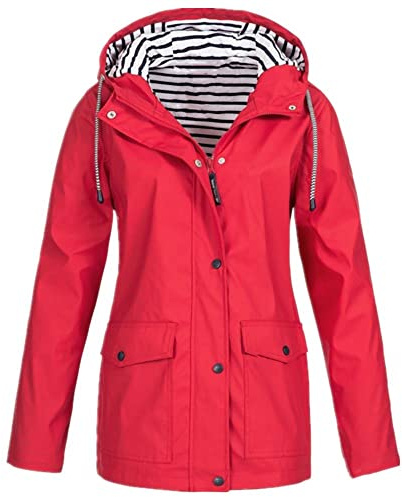 Damen Quick Transition Jacke Ärmel Kapuze Herbst Winter Mantel, Rot/Ausflug, einfarbig (Getaway Solids), 3XL