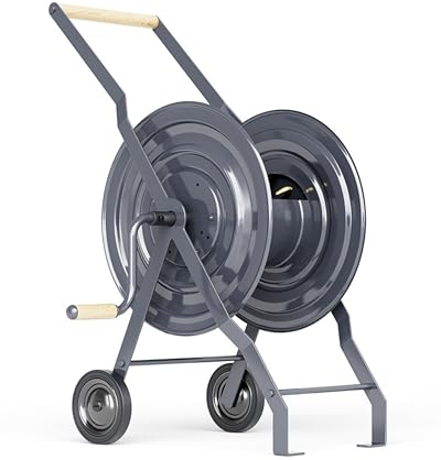 LIVLIG Schlauchwagen Metall, Premium Gartenschlauch Wagen, Schlauchwagen bis 50 m Gartenschlauch, Made in Europe, Farbe: Anthrazit