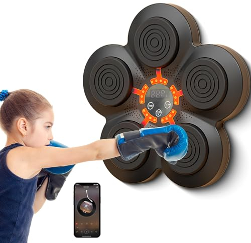 Fulluky Musik Boxen Maschine, Musik elektronische Boxen Wall Target Boxing Machine, mit 6 Lichtern und Bluetooth Sensor, Boxen Training Geräte mit Boxhandschuhen (B- ohne Handschuhe)