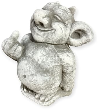 OriginalPaul Skulp & Betondesign Frecher Gnom Stinkefinger - Handgefertigte, Frostsichere Beton-Steinfigur aus Deutscher Produktion - 24/16/16 cm, Ca. 4,5 kg
