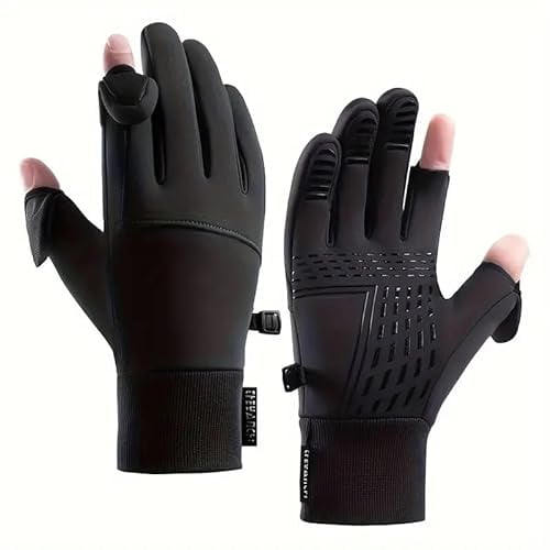 2XK-NOV 1 Paar wind- und wasserabweisend warme Handschuhe (Handflächenbreite <11cm) mit fingerkappe, Touchscreen-Handschuhe, fingerlose,geeignet zum Laufen, Radfahren, Fahren, Angeln, Unisex