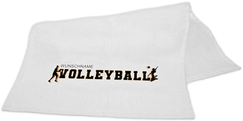 Eurofoto Handtuch mit Namen und Motiv mit Volleyball | Namenshandtuch mit Hobby personalisiert | Badetuch mit Wunschnamen