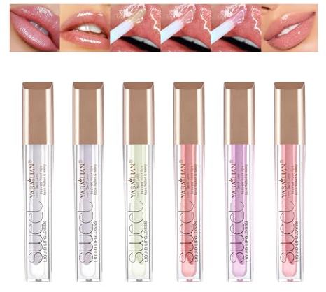Gireatick Lip Oil Light Lipgloss Set, 6 Schimmernde flüssige Lippenstifte | Hoher Glanz | Aufpolsterung der Lippen | Lip Glow Set für Damen, Mädchen und Teenager