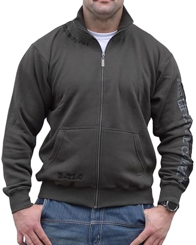 Brachial Premium Herren Sweatjacke Gym Braun 2XL - Freizeitjacke Trainingsjacke für Bodybuilder Sportler