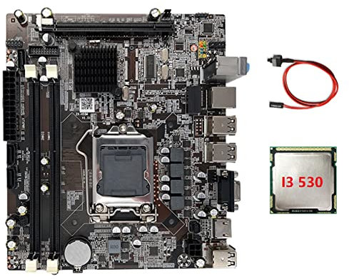 HUPYOMLER H55 Computer Motherboard Parts Kit LGA1156 Supporta I3 530 I5 760 Serie CPU DDR3 Memoria+I3 530 CPU+ Switch