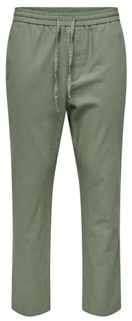 Only & Sons ONSLINUS Crop 0007 COT LIN PNT NOOS | Verjüngt fit, Knöchellang, Casual, Bei max. 30 grad im schongang waschen
