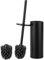 GERUIKE Escobillas de Baño Negro Aceros Inoxidable en Suelo Escobilla WC con Soporte Escobilla - Escobillero Baño con 2 Cabezal de Cepillo para Inodoro y Portaescobillas Mate