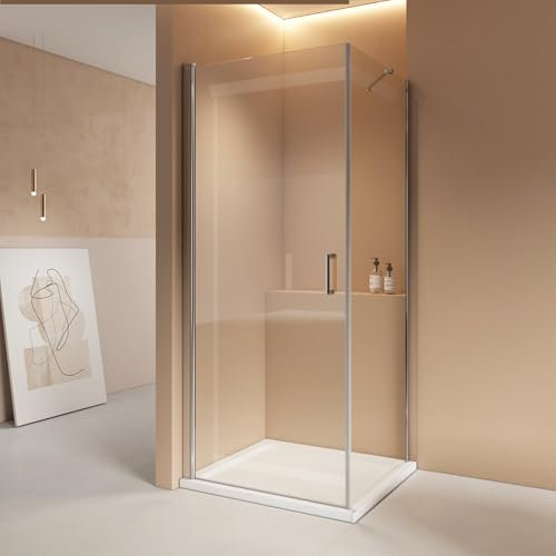 EMKE Duschkabine 75x70 cm Eckeinstieg Duschabtrennung Pendeltür 6 mm NANO-Glas Duschkabinen Duschtür Faltbar Dusche Duschwand Pendeltüren mit Seitenwand 70cm Duschtüren 195 cm Höhe