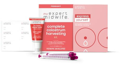 My Expert Midwife Complete Colostrum Harvesting Kit - Includes 5 x Syringes and Caps, 5 x Freezable Labels, 30ml No Harm Nipple Balm Cream and a Midwife Written Complete Guide to Colostrum Harvesting