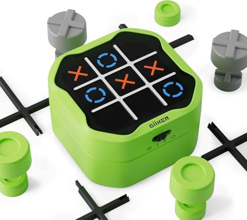 GiiKER Tic Tac Toe Bolt-Spiel, Original 3-in-1-Handheld-Puzzle-Spielkonsole, tragbare Reisespiele, Brettspiele für Kinder und Erwachsene, Geburtstagsgeschenke für Kinder ab 3 Jahren (Green)