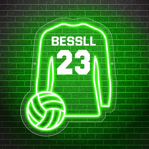 MYZQIFF Personalisierte Volleyball Neonlicht Wandschild Mit LED-Nachtlicht, Benutzerdefinierte Name Volleyball Trikot Neonschild Wanddekoration, Sport Weihnachten Geburtstag Kinder Jungen Geschenk