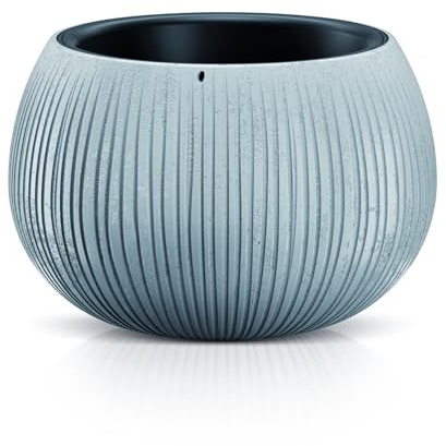 DIKEL Vaso da fiori Ø 29 cm, altezza 19 cm | Fioriera effetto cemento in plastica durevole, resistente alle intemperie e ai raggi UV | Vaso per eleganti giardini e ambienti | cemento