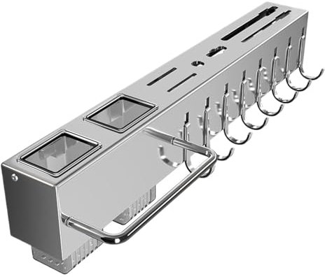 Küchenutensilienhalter, selbstklebende Küchenleiste, Edelstahl-Werkzeughalter, 50 cm, Küchenregal, hängende Küchenhaken, Badezimmer-Utensilienhalter, Wohnzimmerwerkzeugregal für Küche, Badezimmer,