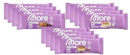 MORE Protein Bar, 12er mixed Bundle, 12 x 50 g, Protein Riegel ohne Zuckerzusatz (Design kann variieren)
