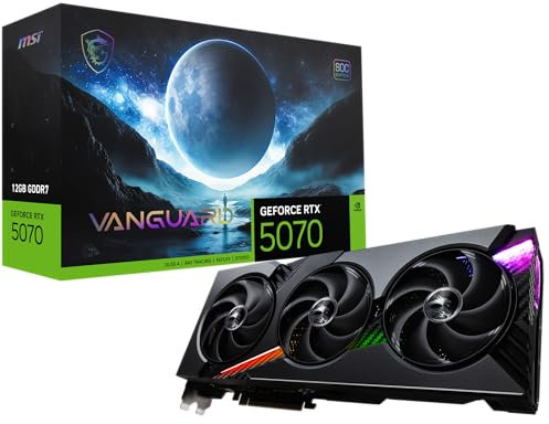 MSI Gaming RTX 5070 12G Vanguard SOC Carte graphique (12 Go GDDR7, 192 bits, performances extrêmes : 2655 MHz, DisplayPort x3 2.1a, HDMI 2.1b, architecture NVIDIA Blackwell)