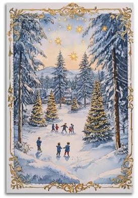 ZZLFLQ Affiche de Noël Village de Noël Affiche Peinture Décorative Toile Affiche Murale et Impression d'art Moderne Famille Chambre à Coucher Affiche, 30X45Cm