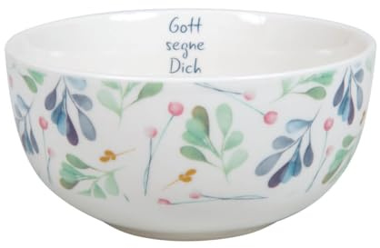 Praisent Müslischale mit schönem Blättermotiv und Text Gott segne dich