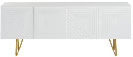 Miliboo Mobile TV Design inciso bianco e metallo dorato L140 cm OZEN