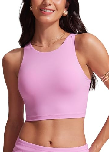 CRZ YOGA Racerback Taglio Corto Top Bikini Rosa Vita 48