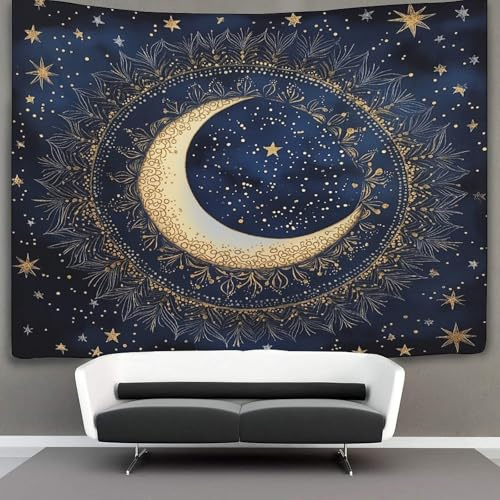 kaiyun Halbmond, Stern Wandteppich Wandtuch Wandbehang Tapestry Tapisserie Wanddekoration Mandala-Stil Wandkunst Wandtücher 130cmx150cm