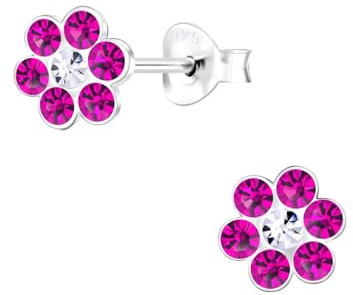 Blumen Kristall Ohrringe 925 Silber