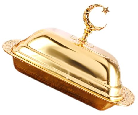SOLUSTRE Vintage Butter Dish Lid Divided Serving Tray for Spreadable Butter Modern Decor Iron Material Countertop