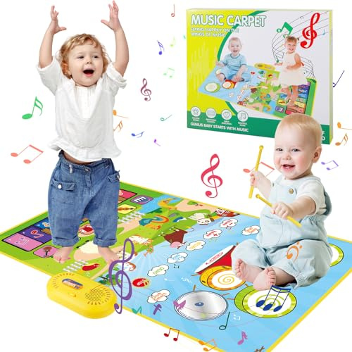 XUNIVERS Musikmatte für Kinder,Baby Spielzeug ab 1 Jahr Klaviermatte,Klaviermatte für Kinder mit 13 Liedern 8 Tiergeräusche,3-in-1-Musikmatte Piano Matte Kinderspielzeug Geschenke 1 2 3 4 Jahre