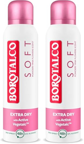 Borotalco Bodyspray Soft- 48 Stunden Wirksamkeit - Formel mit Active VegetalcTM für Dreifach Schutz Gegen Schweiß - 0% Alkohol - Deodorant für Herren & Damen (Packung mit 2)