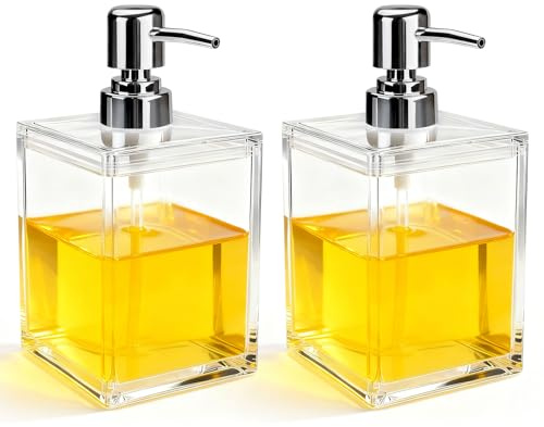 Realand Transparenter Acryl-Seifenspender, 500 ml, moderner dicker Handseifenspender für Badezimmer, Küche, Flüssigkeit, Pumpflasche für Mundwasser, Lotion, Shampoo, 2 Stück