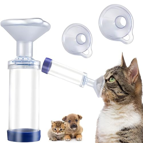 MXJFYY Inhalator für Haustiere, tragbarer Vernebler, Inhalationshilfe für Katzen und Hunde mit 2 Silikonmasken in Verschiedenen Größen, Spacer für Katzen und Kleine Hunde, Hilft Haustieren Beim Atmen