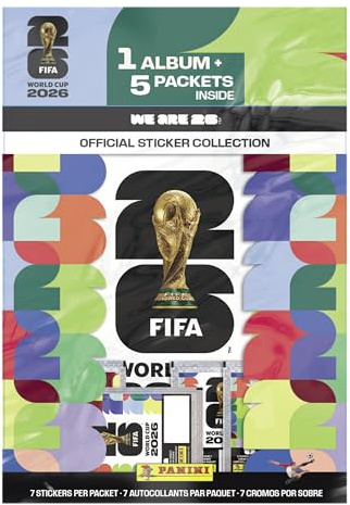 2026 Panini FIFA World Cup Sticker Starter Bundle – Official Album + 5 Sticker Packs – Licensed Tournament Collection