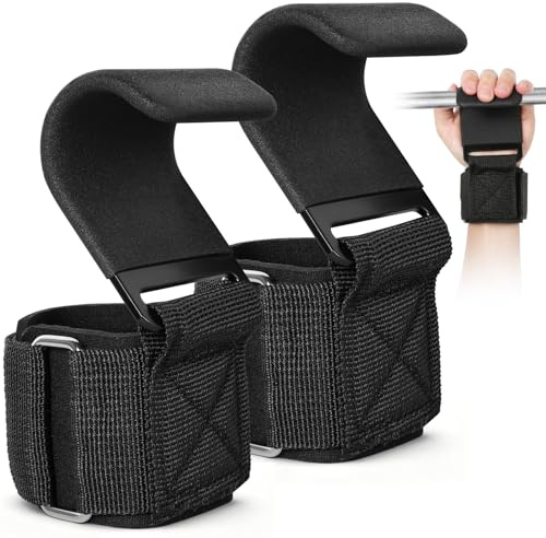 1 Paar Zughilfen Haken Krafttraining für Männer &Frauen, Gewichtheberhaken Griff, Pull Up Handschuhe Zughilfe mit Haken Training, Fitness Powerlifting Weight Lifting Hook, für schwere Gewichte