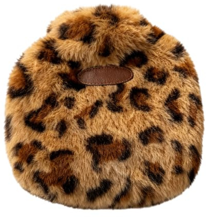 Mini Hot Water Bottle, Leopard Print Fluffy Hot Water Bag with Cover | Leopard Print Design, Practical Removable Cover, Easy to Carry, Mini Size