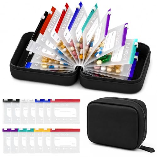 Porta Pillole Borsa Kit,14 Giorni Impermeabile Portapillole da Viaggio | con 14 Buste per Medicinali Codificate a Colori, Organizer Settimanale, per Vitamine, Farmaci
