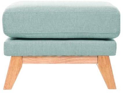 Miliboo Pouf Repose-Pieds déhoussable scandinave en Tissu Vert Lagon et Bois Clair Oslo