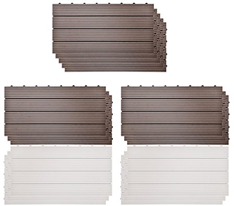 S SIENOC 11 Stück/ca. 2 m² WPC Terrassenfliesen |Terrassendielen | 60x30 cm | WPC DIY Fliesen Holz Kunststoff Composite Outdoor Bodenbelag | Antikorrosion | Neu Hellbraun