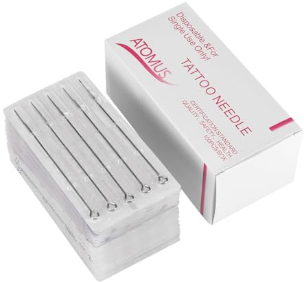 ATOMUS 100 Stücke Einweg Tattoo Nadeln gemischt 3RL 5RL 7RL 9RL 3RS 5RS 7RS 9RS 5M1 7M1 sterilisierte Edelstahl Nadeln Set für Liner und Shader Tattoo Zubehör