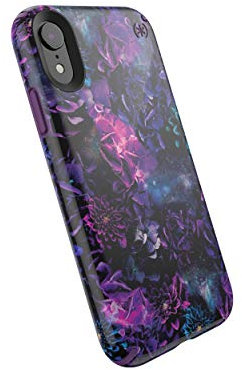 Speck Products Presidio Inked iPhone XR Case, GalaxyFloral/Cala Purple